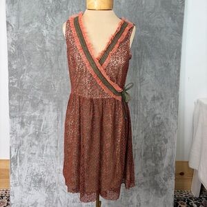 Vintage Y2K Young Essence Wrap Dress M Lace‎ Sleeveless Fairy Boho Whimsigoth